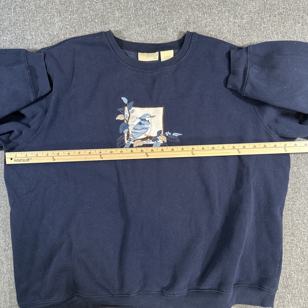 Vintage Penmans Plus Bird Embroidered Crewneck Sweatshirt Womens 3X Blue - Picture 6 of 7